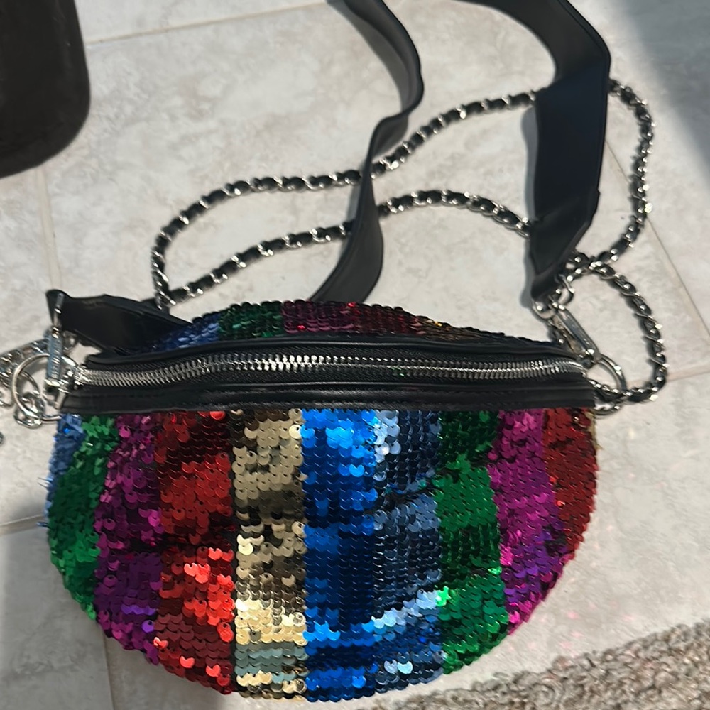 Steve Madden Red and Blue Crossbody Bag with Sequin Design